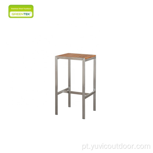 Mesa de barra de armação de aço inoxidável e conjunto de cadeira
